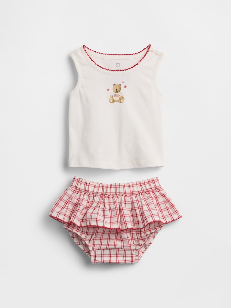 Baby Brannan Bear Tank Top & Plaid Skort Set