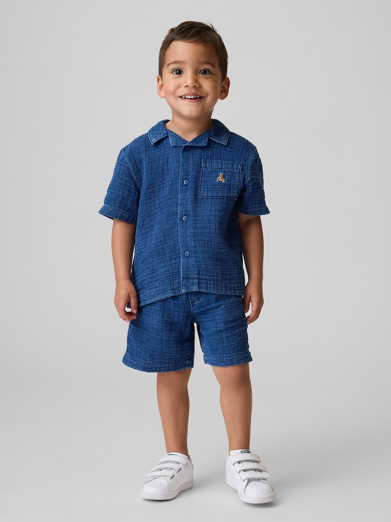 Baby & Toddler Cotton Gauze Denim Outfit Set
