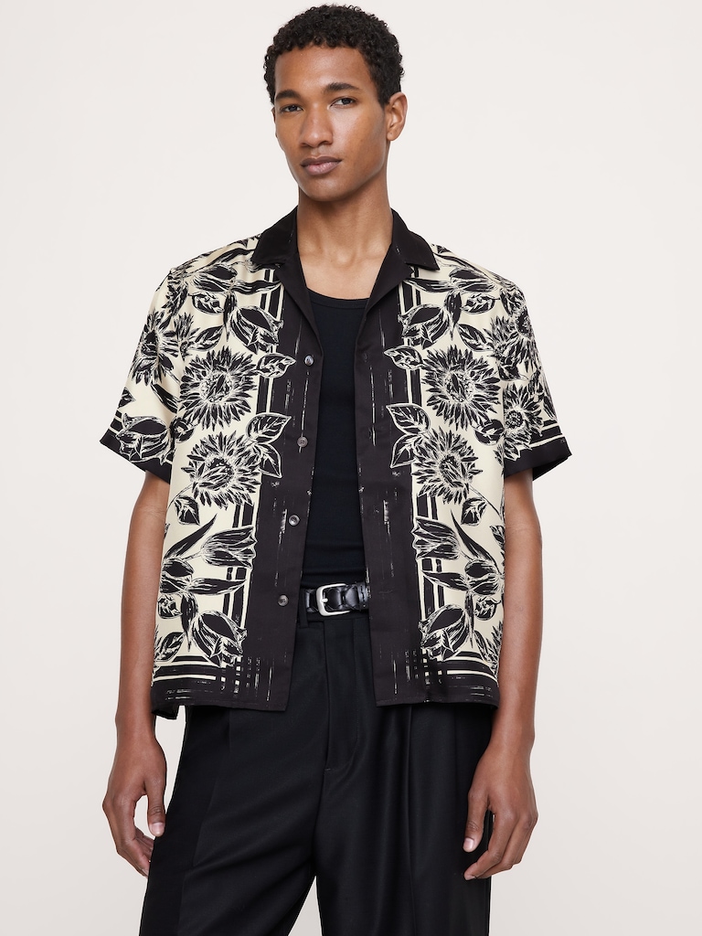 Standard-Fit Silk Resort Shirt