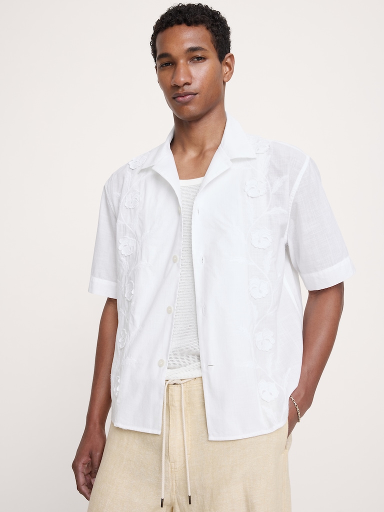 Relaxed-Fit Embroidered Cotton Resort Shirt