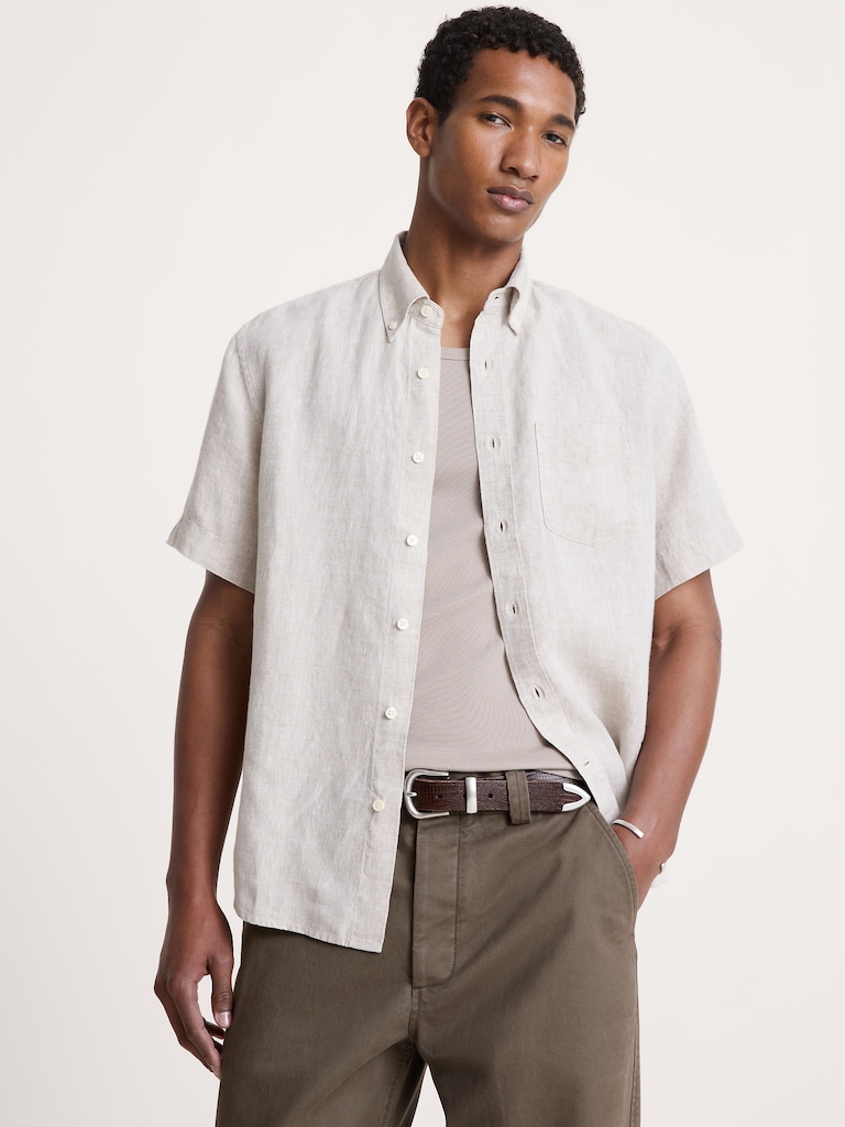 Standard-Fit Linen Short-Sleeve Shirt