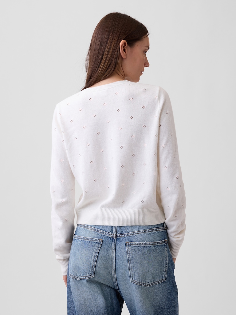 CashSoft Pointelle Cardigan