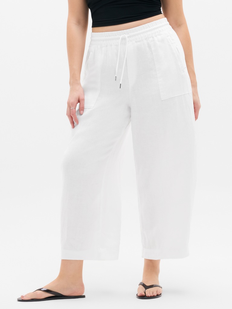 Retreat Linen Easy Barrel Crop Pant