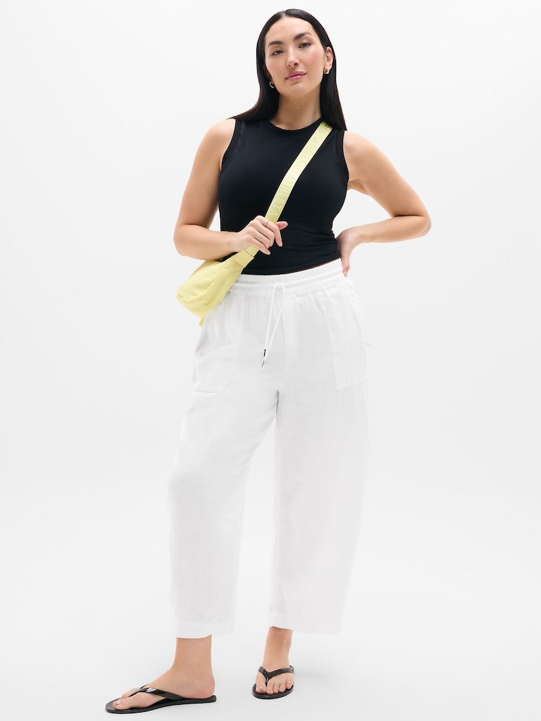 Retreat Linen Easy Barrel Crop Pant
