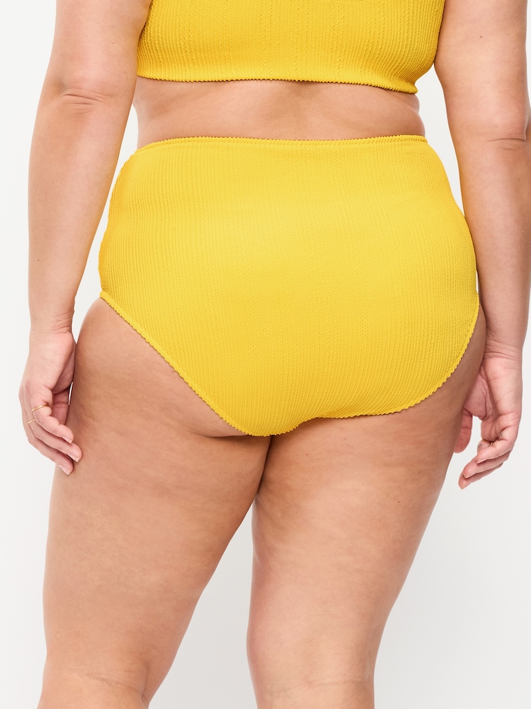 High-Waisted Ribbed Bikini Swim Bottoms