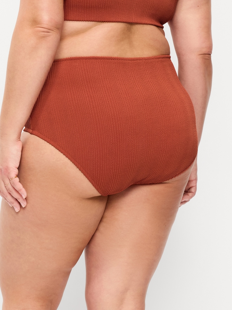 High-Waisted Ribbed Bikini Swim Bottoms