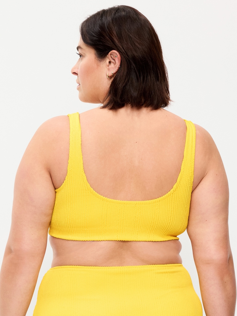 Ribbed Scoop-Neck Swim Top