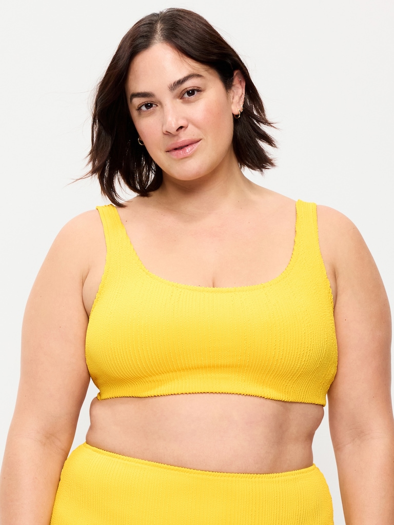 Ribbed Scoop-Neck Swim Top