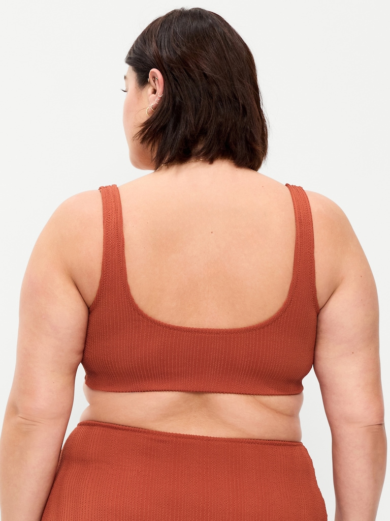 Ribbed Scoop-Neck Swim Top