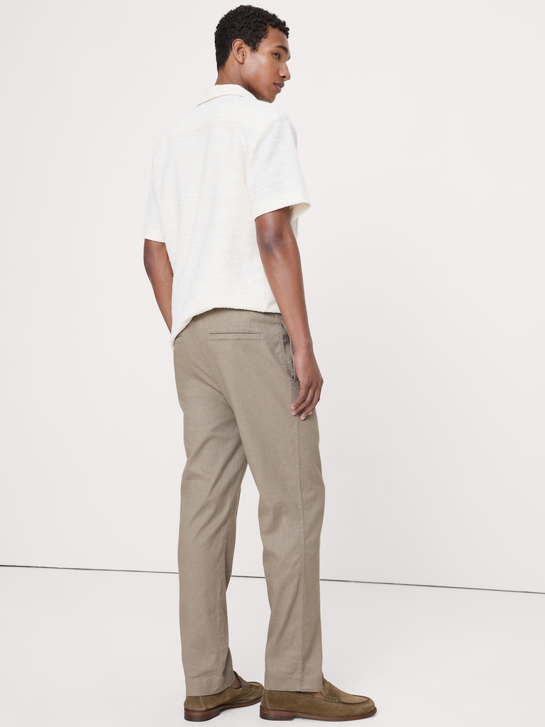 Straight Italian Linen-Cotton Pull-On Pant