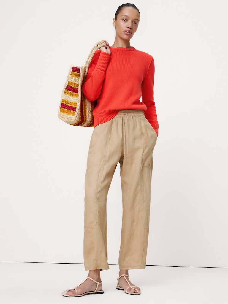 Larkspur Cotton-Silk Crew-Neck Sweater