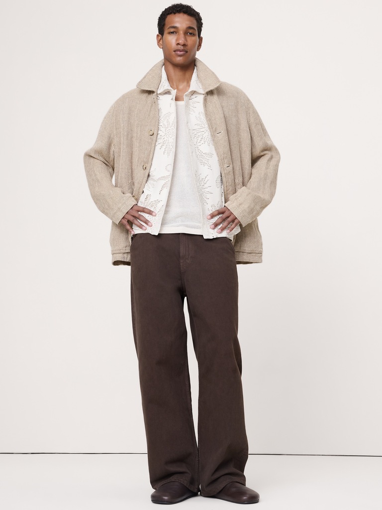 Floral Knit Button-Down Shirt