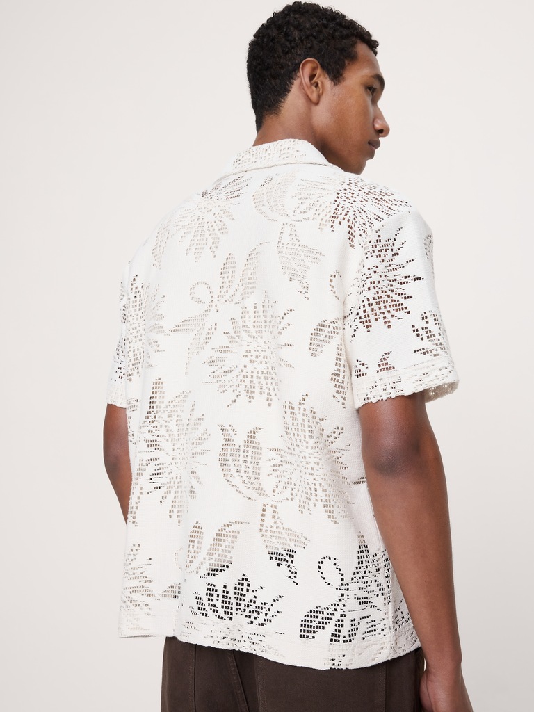 Floral Knit Button-Down Shirt