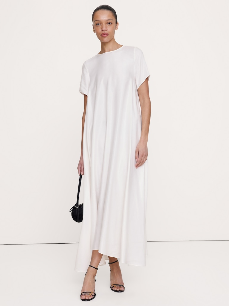 Viscose-Linen Trapeze Maxi Dress