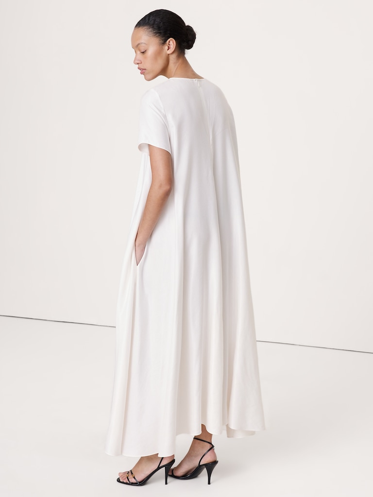 Viscose-Linen Trapeze Maxi Dress
