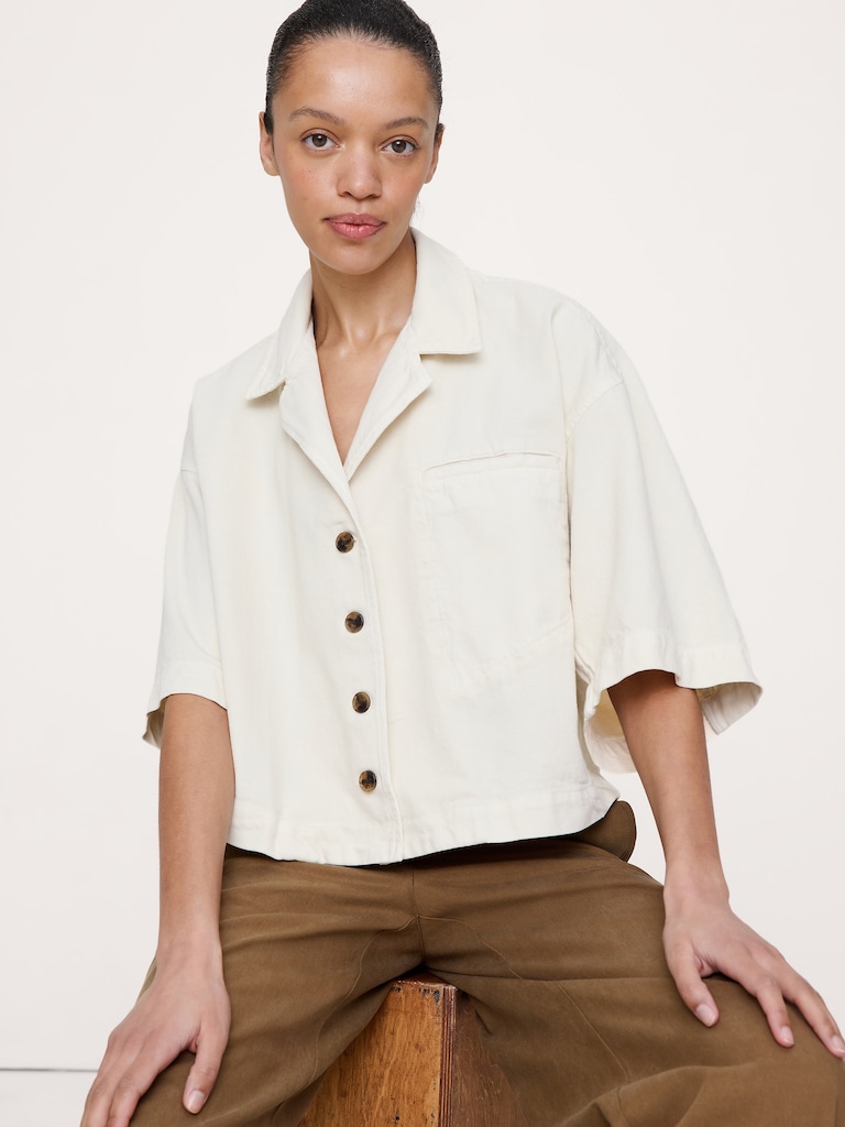 Boxy Crop Denim Shirt