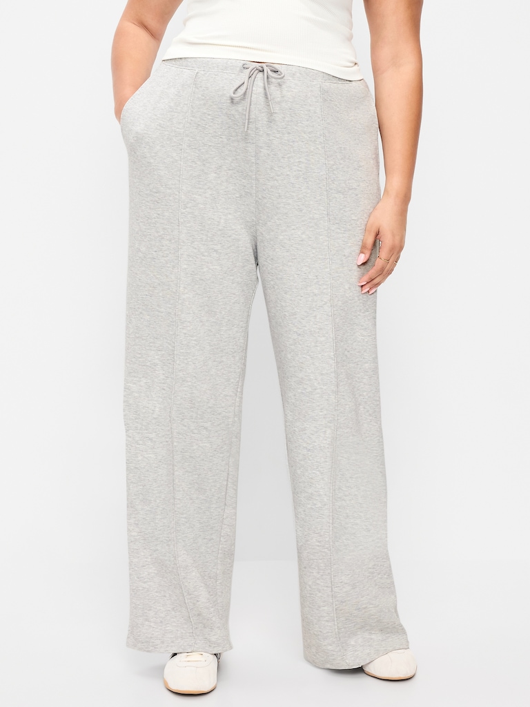 High-Waisted Dynamic Fleece Textured Wide-Leg Sweatpants