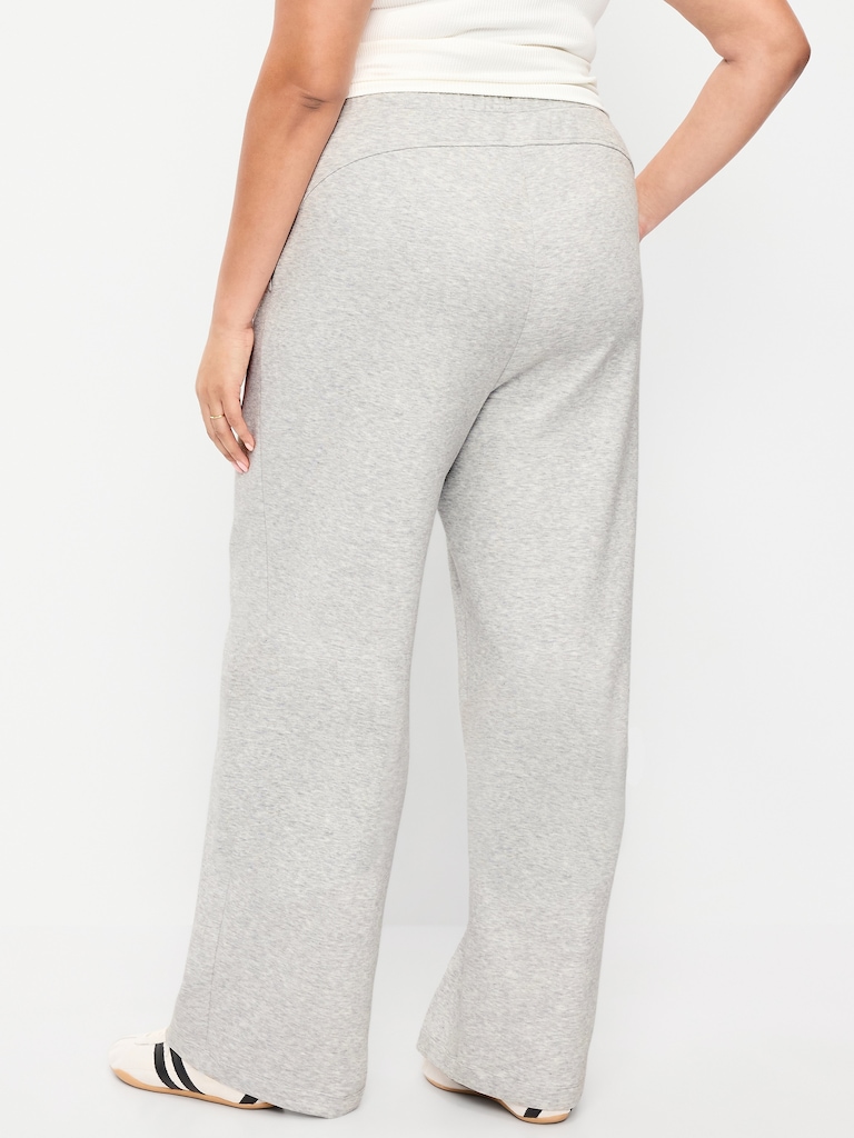 High-Waisted Dynamic Fleece Textured Wide-Leg Sweatpants