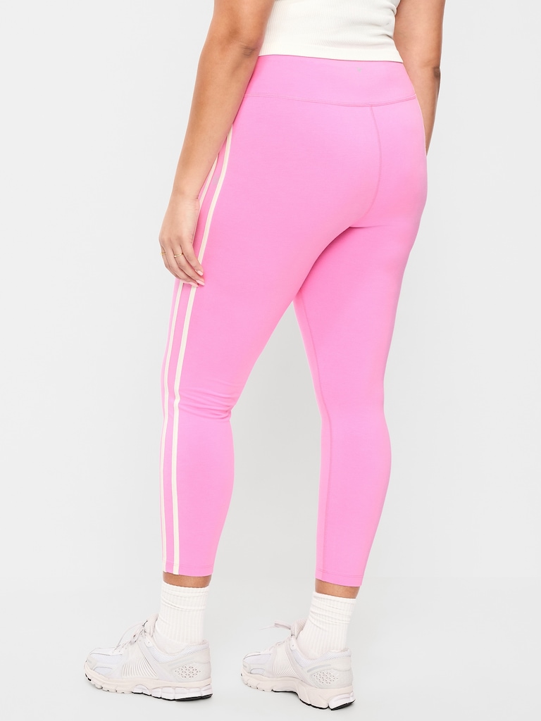High-Waisted PowerChill Side-Striped 7/8 Cotton Leggings