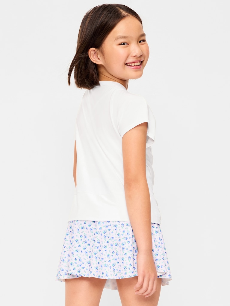 CloudMotion Short-Sleeve Front-Knot T-Shirt for Girls