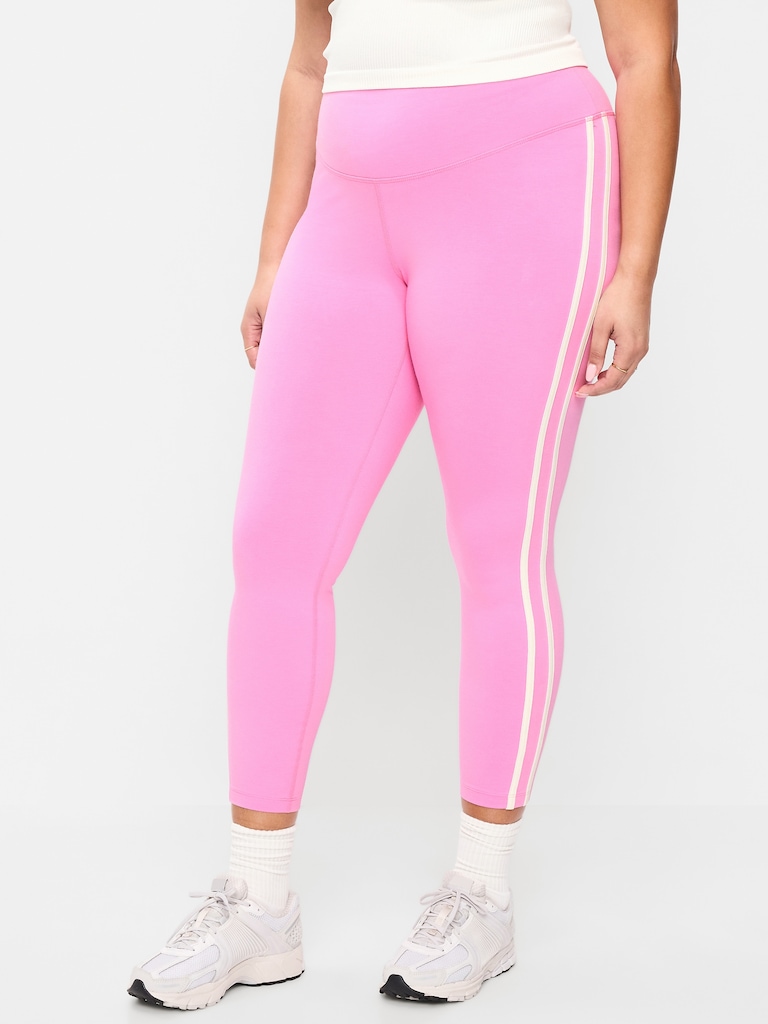 High-Waisted PowerChill Side-Striped 7/8 Cotton Leggings