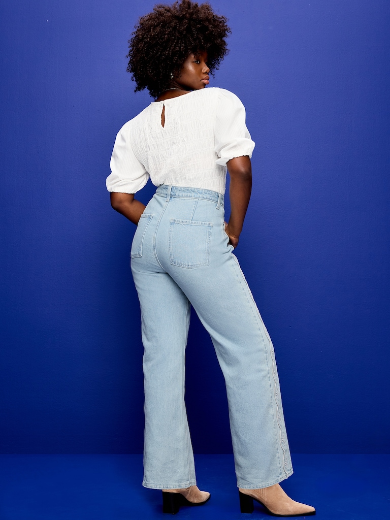 Curvy Extra High-Waisted Scalloped Wide-Leg Jeans