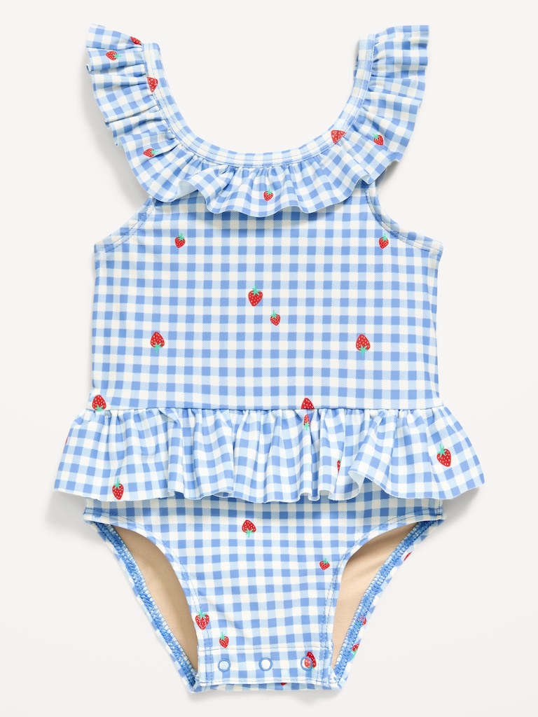 Printed Ruffle-Trim One-Piece Swimsuit for Baby