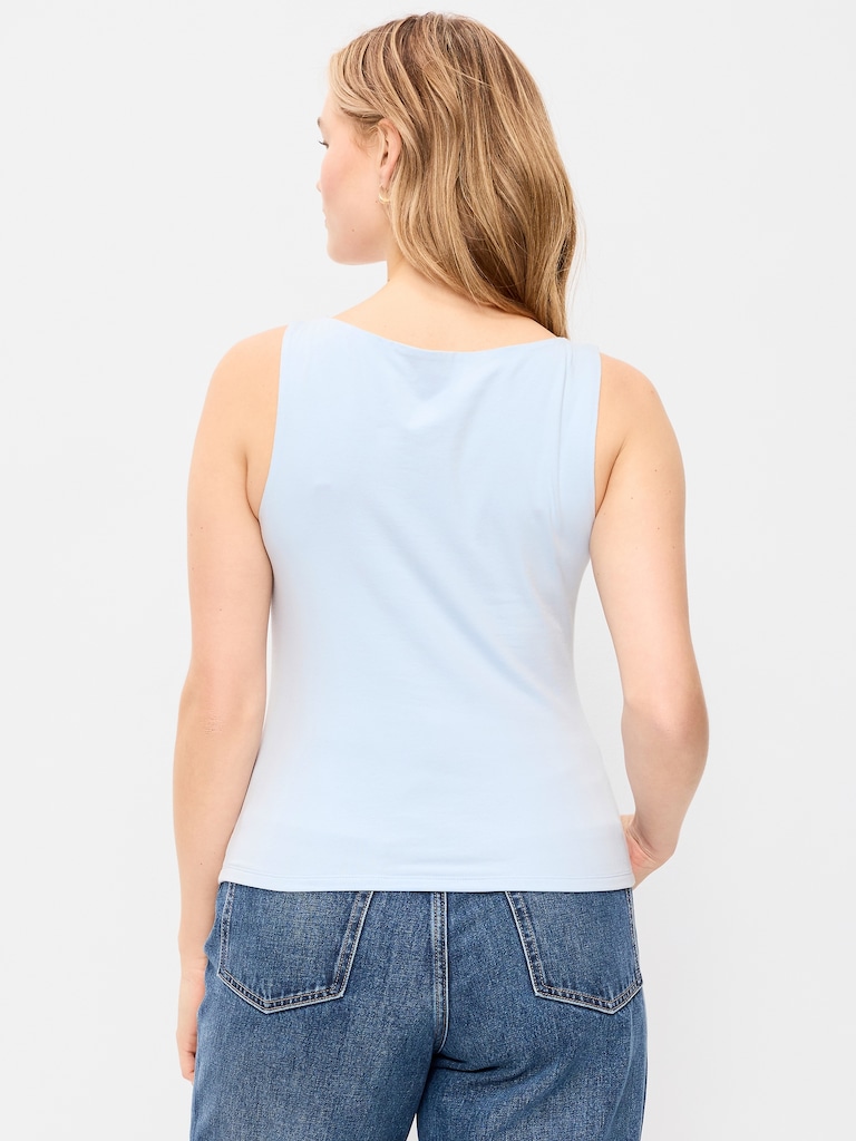 Hug Double-Layer Boat-Neck Top