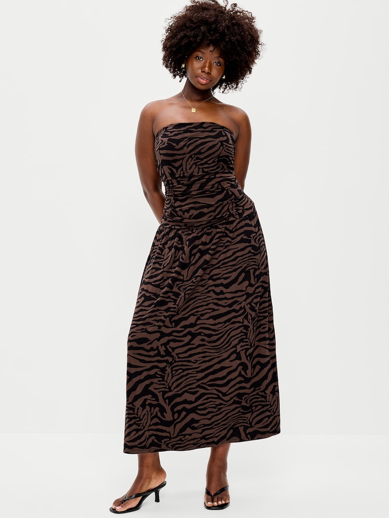 Fit & Flare Drop-Waist Maxi Tube Dress