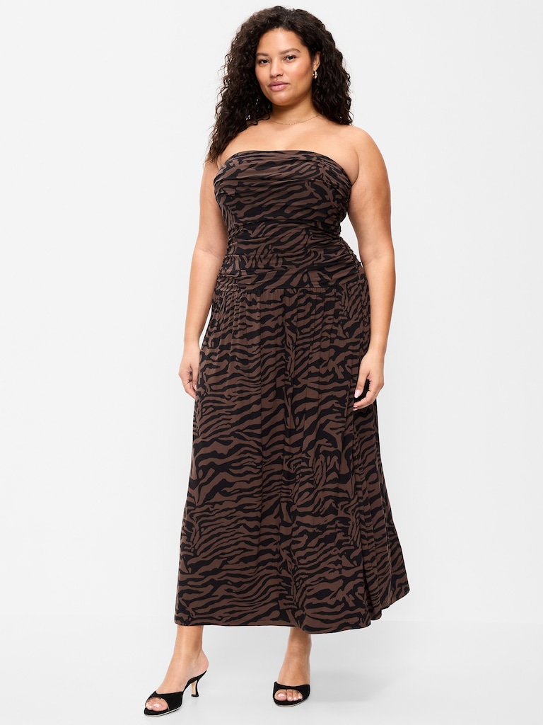 Fit & Flare Drop-Waist Maxi Tube Dress