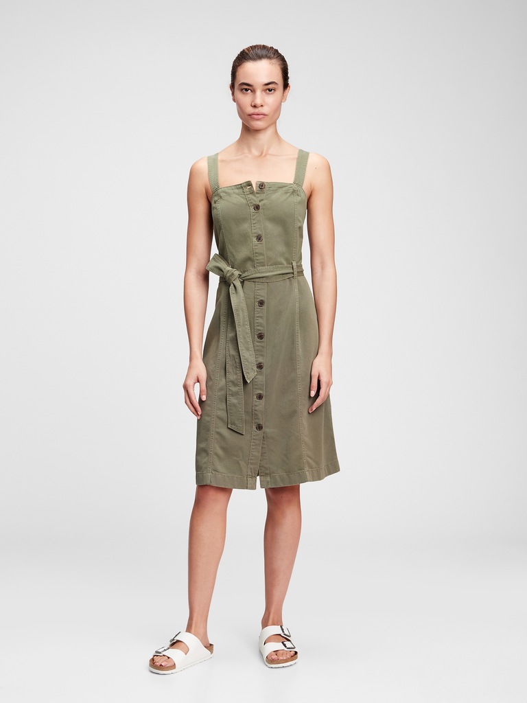 Button-Front Apron Dress