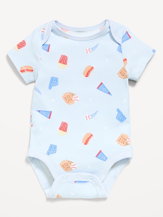 Printed Printed Short-Sleeve Ribbed Bodysuit for Baby on clearance at Old Navy — 50% off