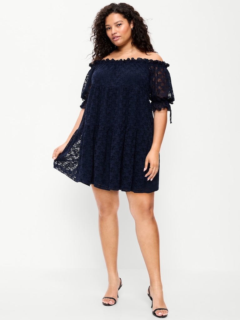 Off-The-Shoulder Lace Mini Dress