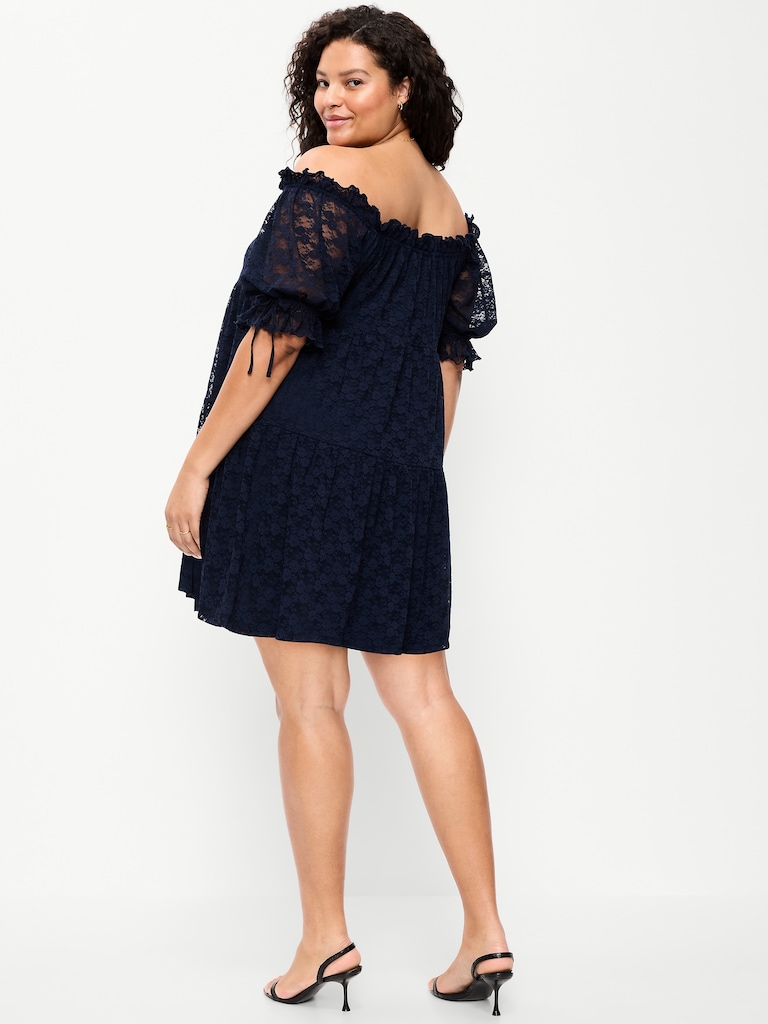 Off-The-Shoulder Lace Mini Dress