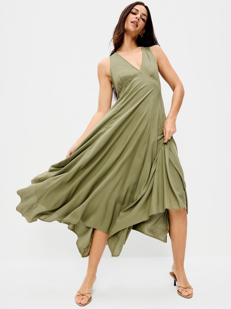 Handkerchief Hem Midi Dress
