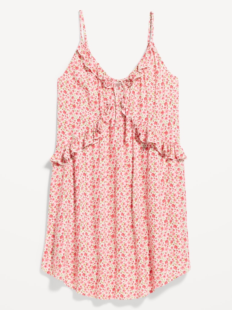 Ruffle-Trim Asymmetrical Mini Dress