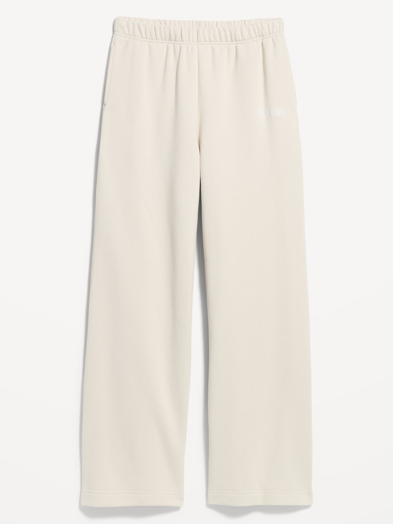 Pantalon en molleton à jambe large et taille haute