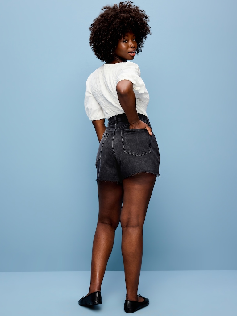 Curvy High-Waisted OG Jean Cut-Off Shorts -- 4-inch inseam