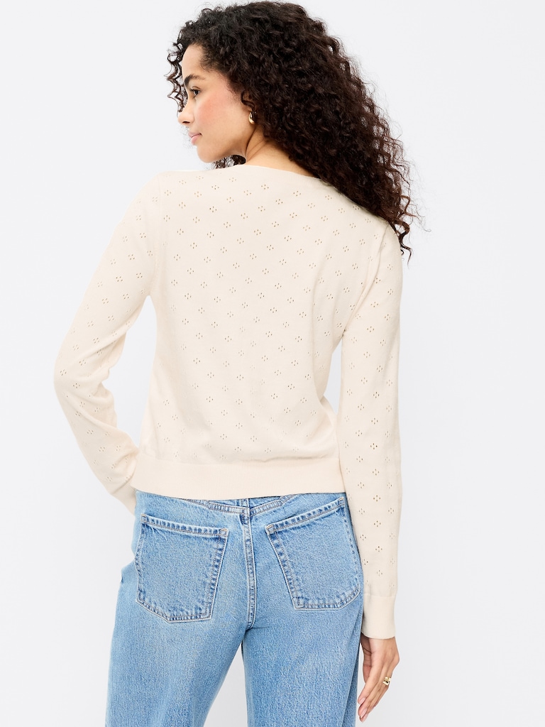 SoSoft Lite Cropped Pointelle Cardigan