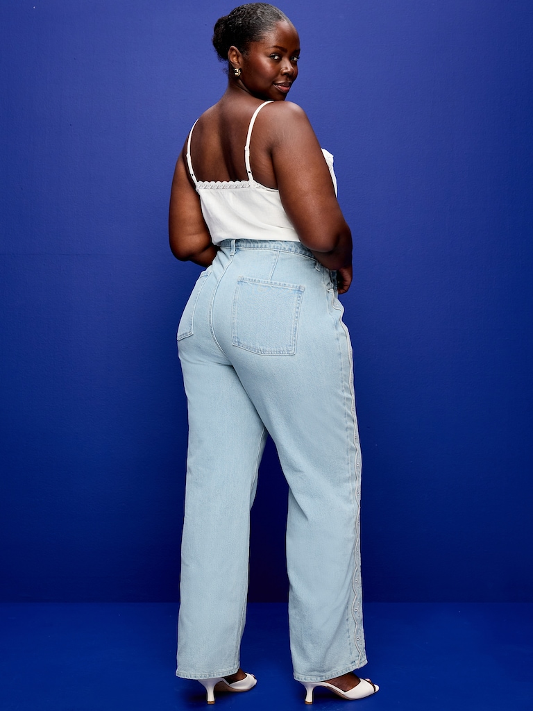 Curvy Extra High-Waisted Scalloped Wide-Leg Jeans