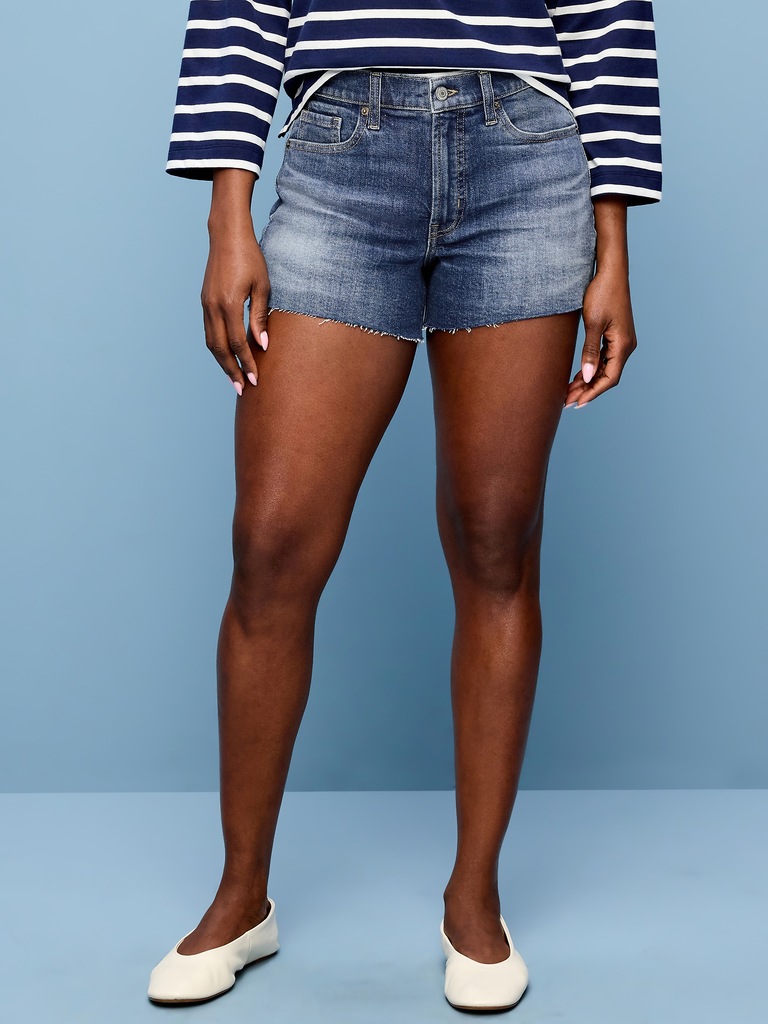 Curvy High-Waisted OG Jean Cut-Off Shorts -- 4-inch inseam
