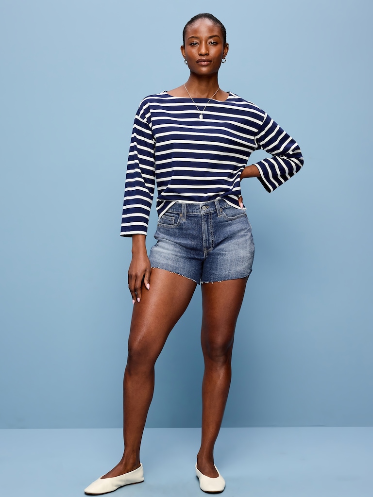 Curvy High-Waisted OG Jean Cut-Off Shorts -- 4-inch inseam