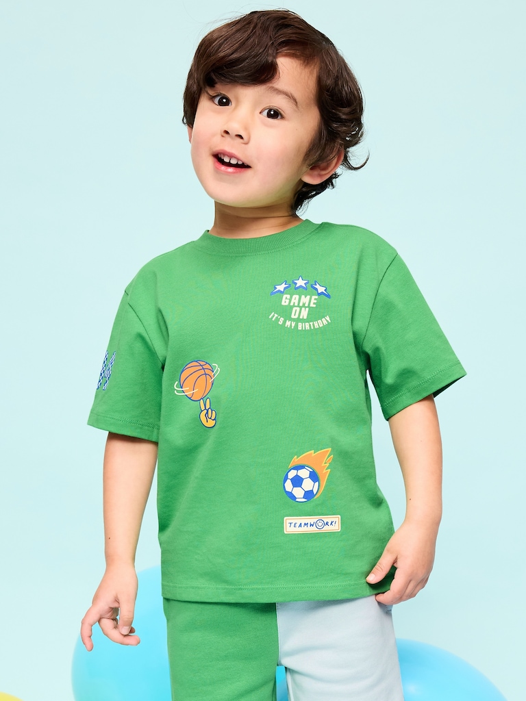 Oversized Short-Sleeve Birthday Graphic T-Shirt for Toddler Boys