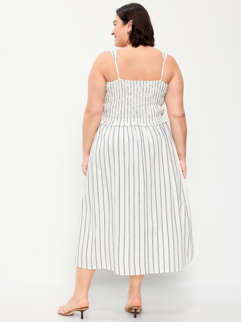 Fit & Flare Smocked-Bodice Midi Dress