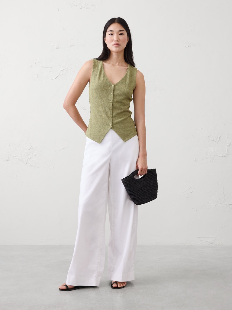 Jacquard Crinkled Vest Top