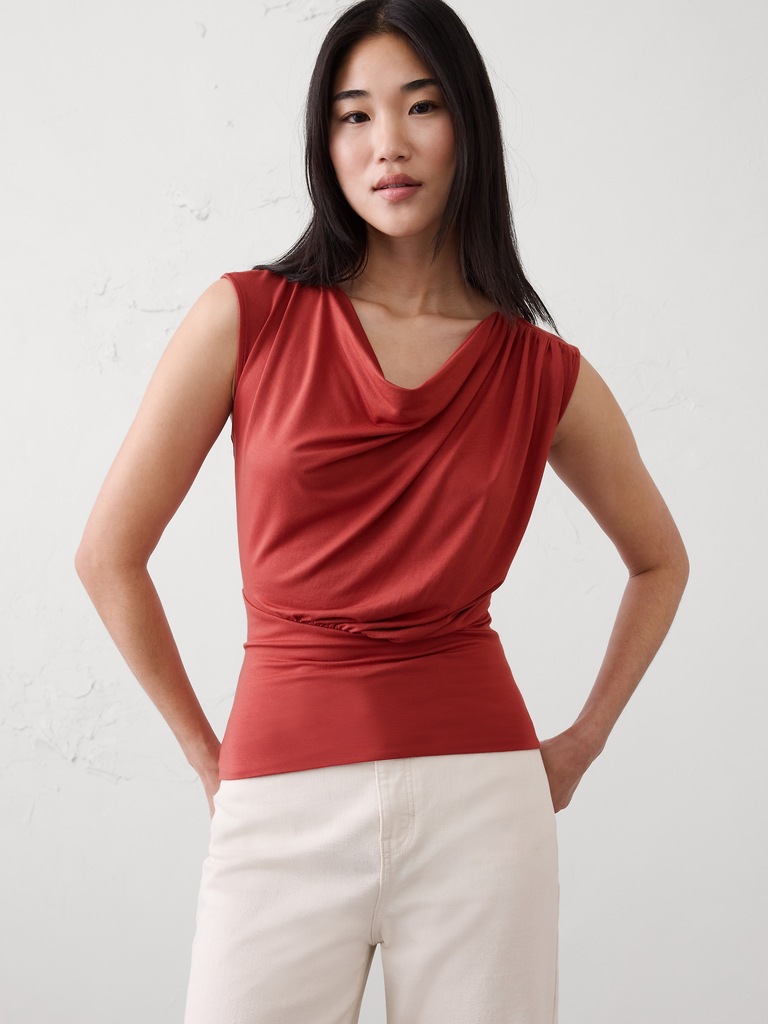 Jersey Draped Asymmetrical Top
