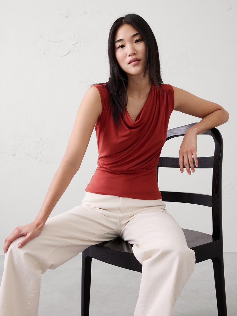 Jersey Draped Asymmetrical Top