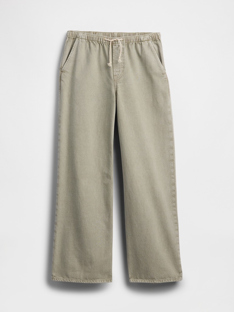 Mid Rise Pull-On Wide-Leg Jeans