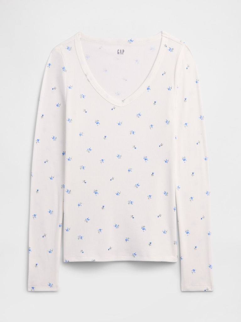 Ribbed V-Neck T-Shirt