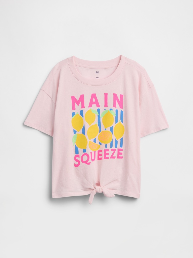 Kids Oversized Knot-Tie Graphic T-Shirt